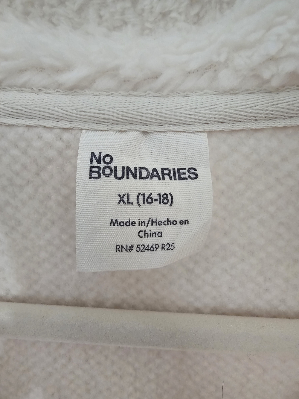 No Boundaries Cream Sherpa Half-Zip Pullover - Picture 5 of 6